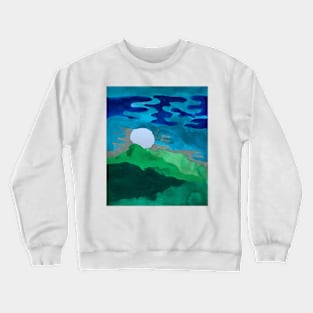 Blue-Green Gouache landscape study Crewneck Sweatshirt